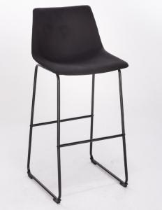 China Black Kitchen Upholstery Bar Stools With Leather Seats With Middle Back And Steel Leg on sale
