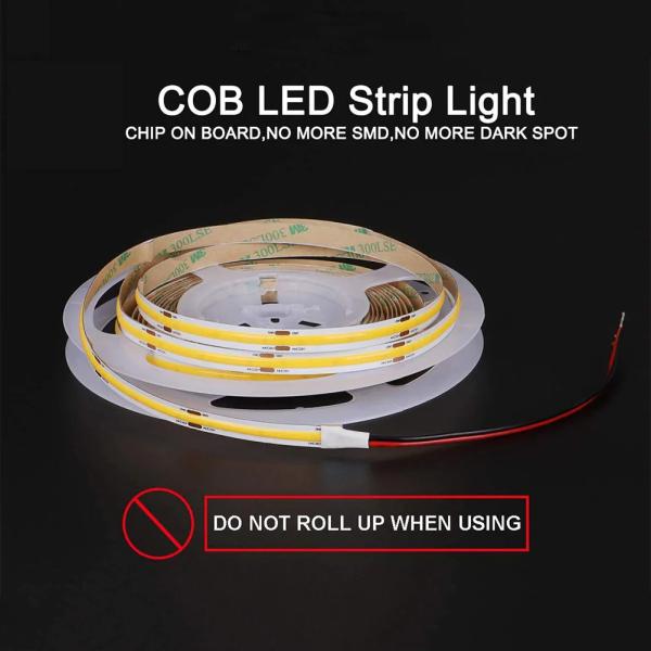 480pcs Flexible COB LED Strip CRI90 24V Dimmable Dotless Tape Light