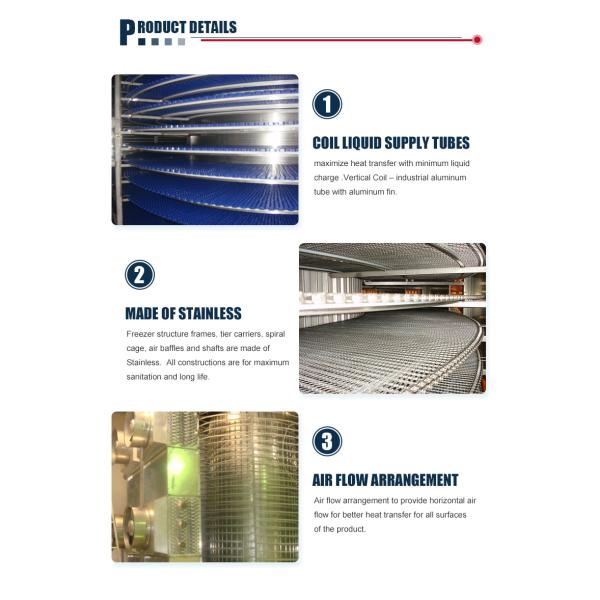 Long Life Low Maintenance Spiral Belt Freezer , Ss304 Vertical Cooling Conveyor For Sale
