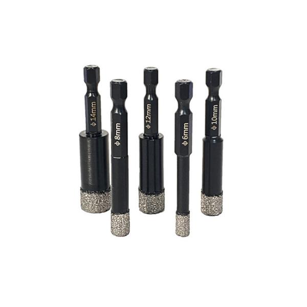 45Mn Diamond Hexagonal Shank Diamond Core Drill Bit Set Vacuum Brazed