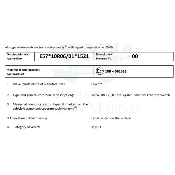 8-Port Unmanaged E-Mark Ethernet Switch Vehicle Network 12VDC 24VDC Fanless