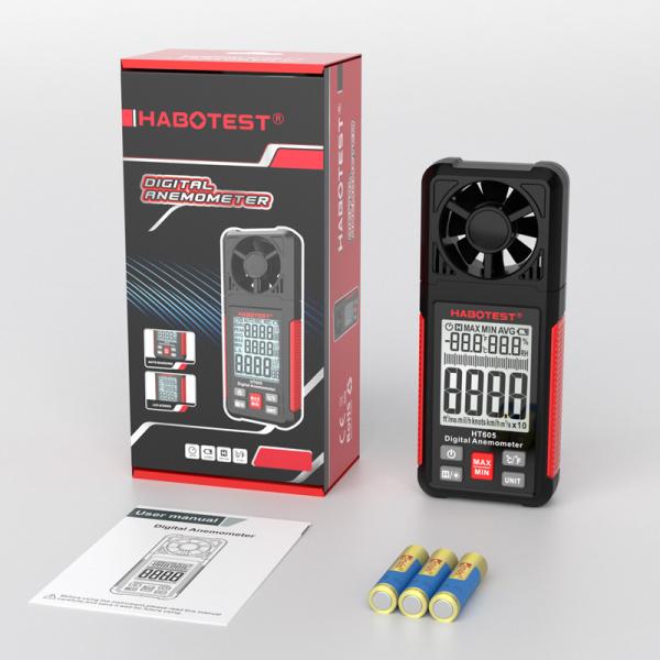 Buy Data Hold Function HT605 Portable Digital Anemometer with Air Velocity Range 0.7-30m/s and Temperature Humidity Meter at wholesale prices