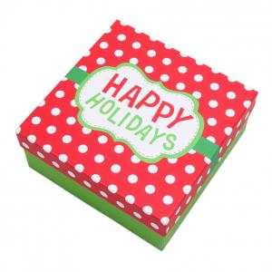 Quality Custom Printed Happy Holiday Gift square box with lid for sale