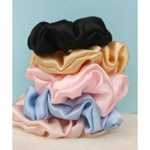 Quality Fluffy Night Silk Scrunchies , 3.5cm 22mm Mulberry Silk Elastic Headbands For Women for sale