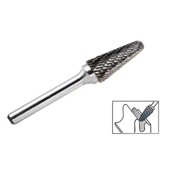 Silver 6mm Double Cut Tree Shape With Radius End Grinding Die Grinder Bits Carbide Rotary Burr