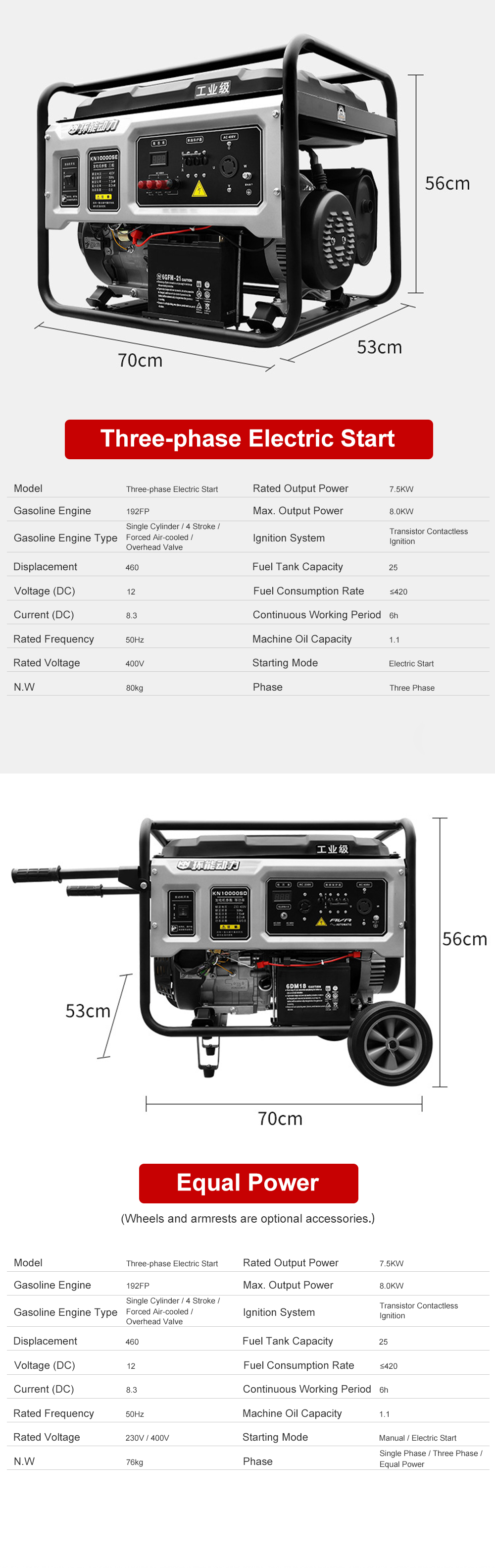 3.5 kva Gasoline Power Generators 3500W Emergency Petrol Portable