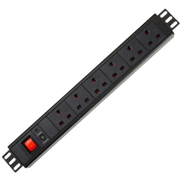 6 Way UK Type PDU Extension Socket With On/Off Switch, Overload Protector