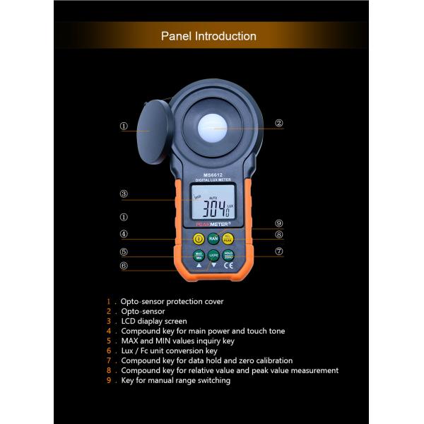 Electronic LCD Visible brightness Digital Luxmeter For Factory