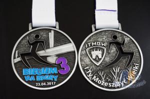 Running Marathon Riding Sports Metal Zinc Alloy Metal Award Medals Both 3D Side With Sublimated Ribbon