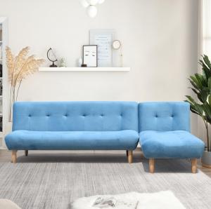 China L Shaped Folding Sofa Bed Blue/Grey Polyester Upholstered Modern Sofa Bed Wholesale on sale