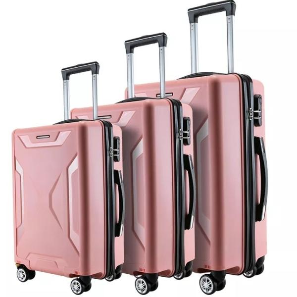 Polyester Lining Hard Shell Luggage Set 24'' Trolley Suitcase Tsa Luggage Lock 3 Pcs Pp Carry On