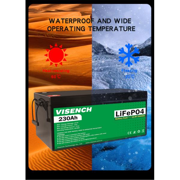 Visench Deep Cycle Storage Energy System 12V 230Ah LiFePO4 Rechargeable Lithium iron Phosphate Battery