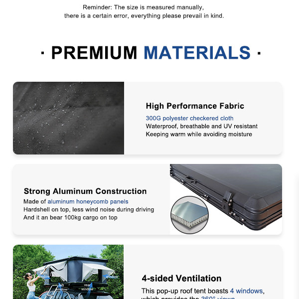 Customizable Quick Automatic Opening Large Roof Top Tent For 3-4 Person