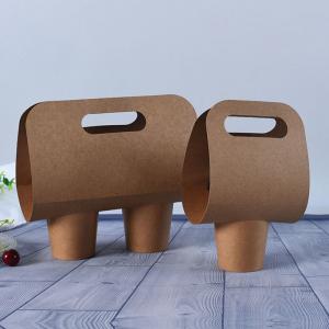 Quality Biodegradable 2 Cup 4 Cup Disposable Coffee Paper Holder Tray Portable Takeout Coffee Paper Cup Carrier for sale