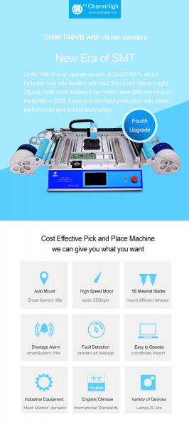 CHM-T48VB Desktop SMT Pick and Place Machine AC220V 300W 6000cph Without Vision Detection