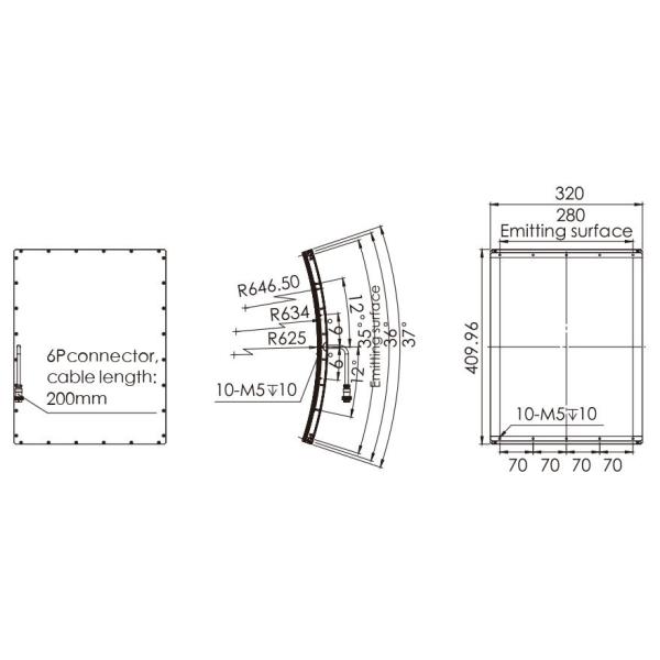 Special Curved 320mm Length Machine Vision Backlight For Liquid Level Gauging
