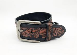Vintage Cowhide Genuine Leather Belts / Men's Western Tooled Embossed Leather Waist Straps