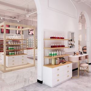 Cosmetic Point Of Purchase Pop Display Wood Makeup Display Stand