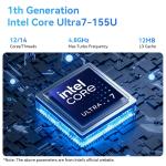 Intel Core Ultra 7 155U Mini PC DDR5 64G With Dual Ethernet Windows 11 Linux