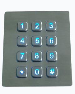 PS/2 or USB led backlit metal numeric keypad with protuberant keys RS232 interface