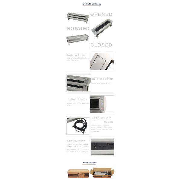 CE approved 180 degree electric rolling tabletop power socket box