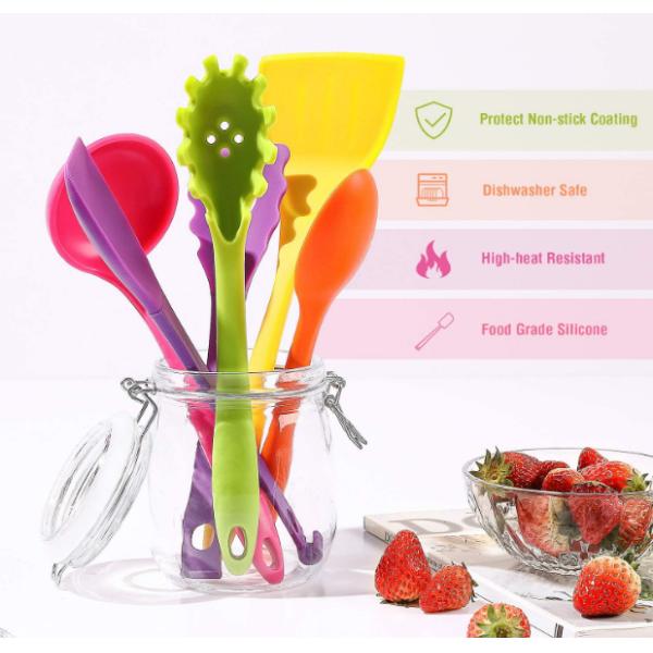 Non Toxic Silicone Kitchen Utensil Sets Crackless Antirust Multiusage