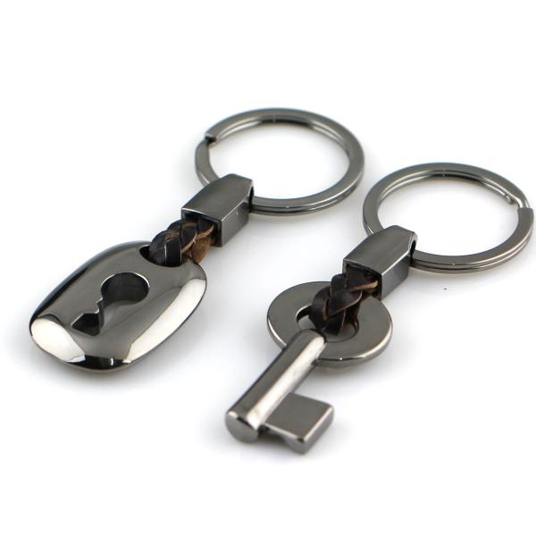 Creative Lock Key Matching Leather Couple Keychain Kit Key & Lock Keyring Key Chains Lover Fashion Jewelry