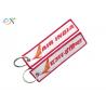 Letter Embroidered KeychainTag Rectangle Shape Twill Background Fabric for sale