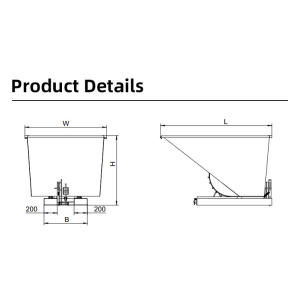 Standard Quick Release Steel Dumping 2 Cubic Yard Hopper