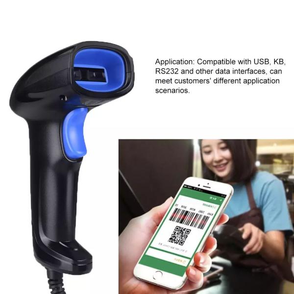 YHD Handfree Wired Barcode Scanner CCD 1D Barcode Scanner Stand Read UPC EAN