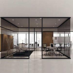 China Scratch Resistant Office Glass Wall Partitions Aluminum Alloy Frame Flat Curved on sale