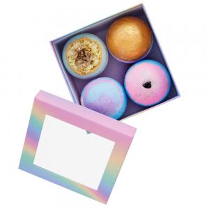 China Custom Logo Printed Paper Rainbow Box Packaging Fancy Bath Bomb Packaging Gift Boxes Surprise on sale