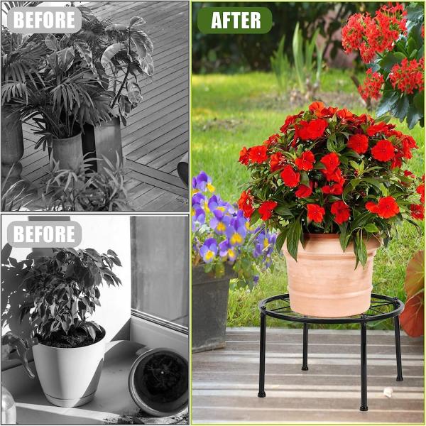 Metal Flower Pot Stand Black Steel Vintage Powder Coating Plant Pots Planters Rack