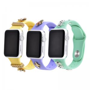 China 100% Pure Natural Solid Silicone Watch Band For Apple Series 40mm 44mm on sale