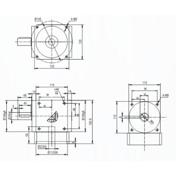 2:1 bevel gearbox drawings