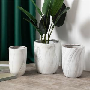 Quality European style home decoration pieces outdoor ceramics cheap flower pots garden marble white big plant pot for sale