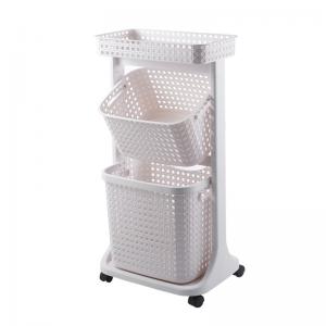 Quality Beige Two Tier Laundry Basket Plastic Laundry Hamper 44*34*82cm for sale