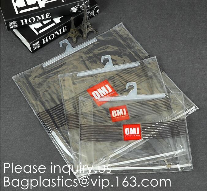 Transparent PVC hanger hook plastic bags for clothes packing,Better Protect and store CD's, books, magazines, papers and