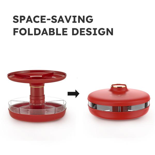 Double Layer Foldable 360 Degree Rotating Food Tray Spinning Storage Tray