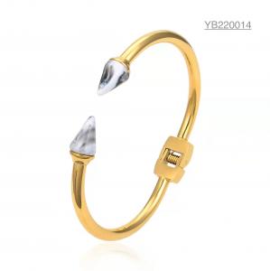 China Stainless steel jewelry couple big diamonds bracelet 14k gold adjustable bangles on sale