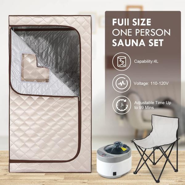 4L Full Body Portable Steam Sauna With Time Control 0-99 Minutes And Waterproof Cloth