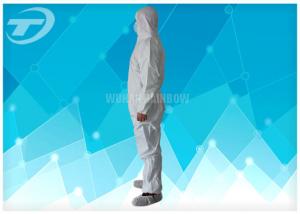 Quality Durable Non Woven Fabric Disposable Coverall Suit White Chemical Resistant Coveralls for sale
