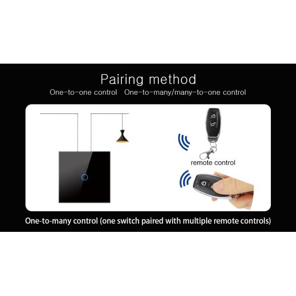 EU Market 3Gang Remote Control Light Switch 5-60Feet Distance Range With Tempered Glass Panel