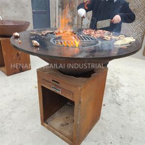China D1000mm Rusty red Corten Steel BBQ Grill Metal Barbecue Grill Outdoor Fireplace on sale