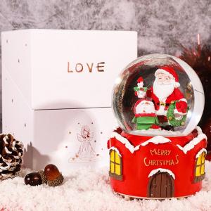 Quality Glass 80mm Polyresin Musical Christmas Snow Globes Lighting for sale
