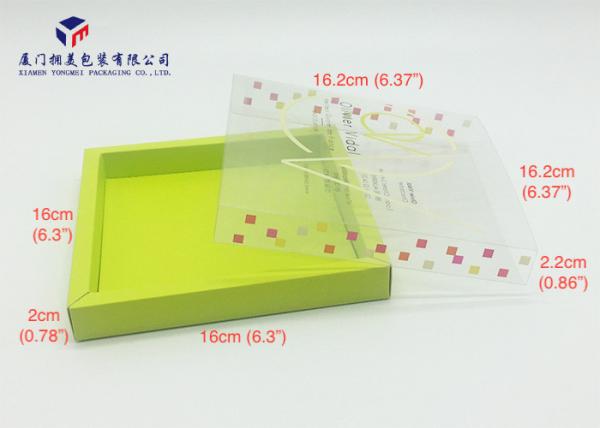 Custom Clear Hard Plastic Box Clear PET Sleeve For Chocolate Paper Base 16.2X16.2X2.2cm