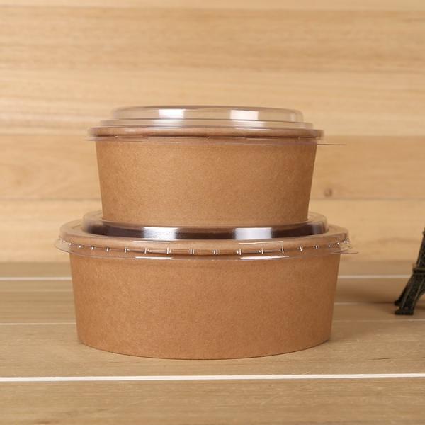 Custom Printing Food Packing Box Container Glossy Embossing Single PE Custom Kraft Brown Paper Bowl