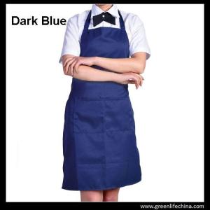 Quality Fashion popular advertising good polyester bib apron with dark blue color against dirty for sale