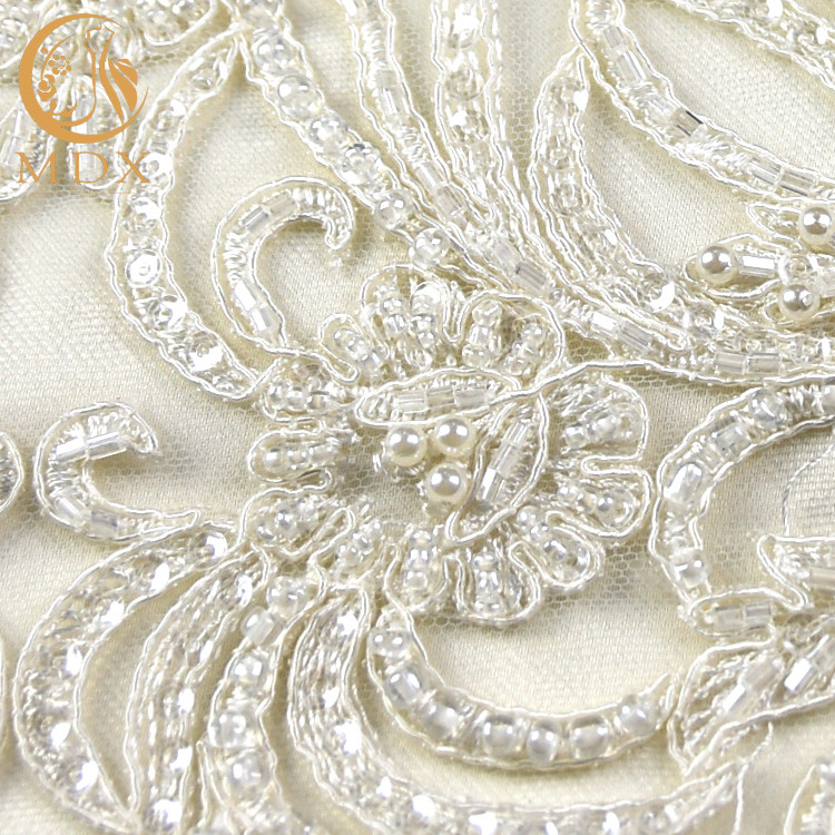 White Embroidered Lace Fabrics 20% Polyeter Handmade Water Soluble\