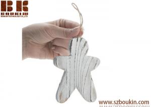 Quality Rustic White Washed Wood Gingerbread Ornament Christmas tree ornaments Holidays Gift Ornament for sale
